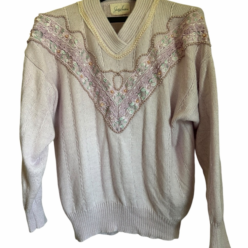 Jaclyn Smith Lavender V-Neck Sweater